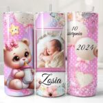 Kubek termiczny na narodziny dziecka z imieniem i datą dla niej