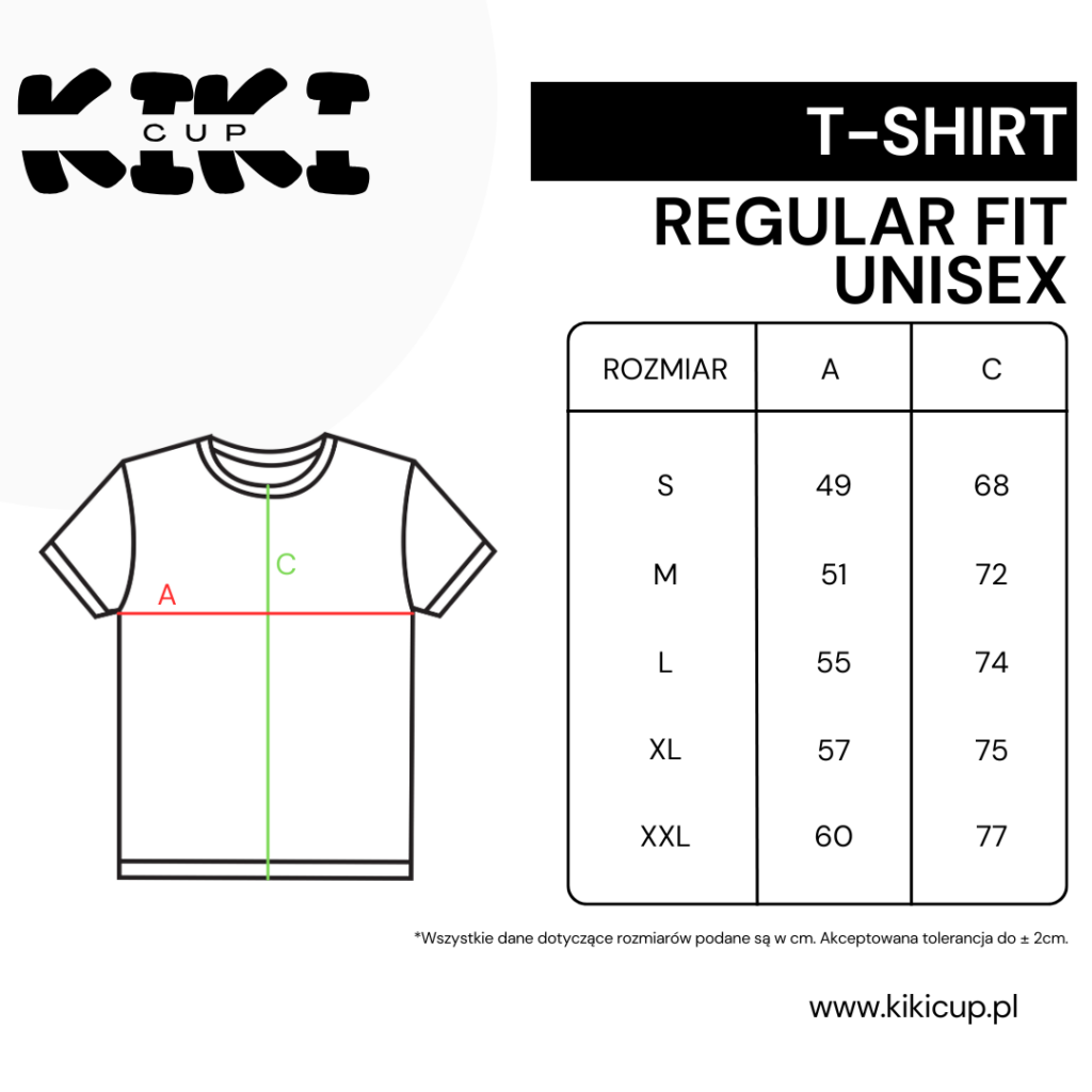 Tabela rozmiarów koszulka unisex kikicup