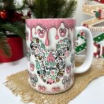 Kubek marry christmas różowy z efektem 3d prezent na święta