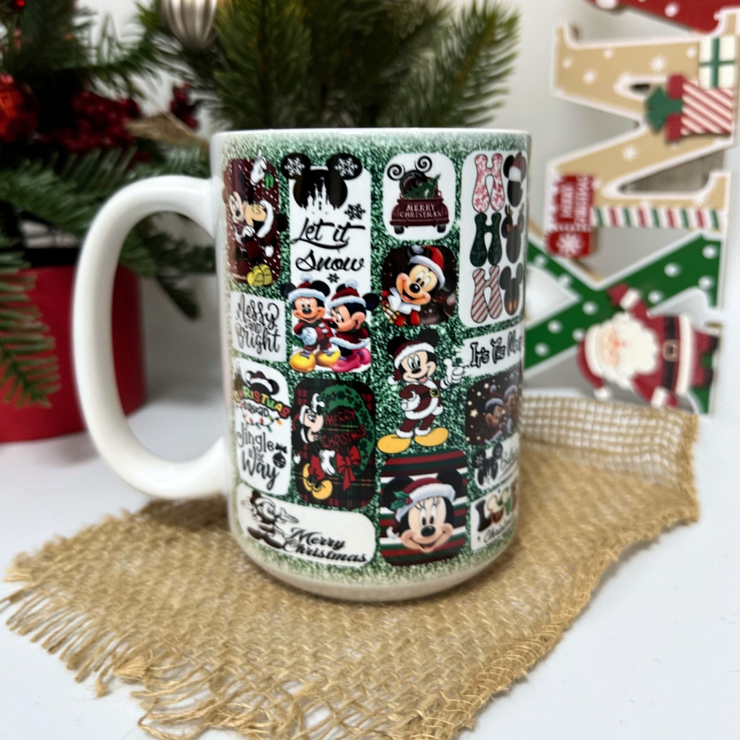 Kubek z myszką zielony na święta prezent