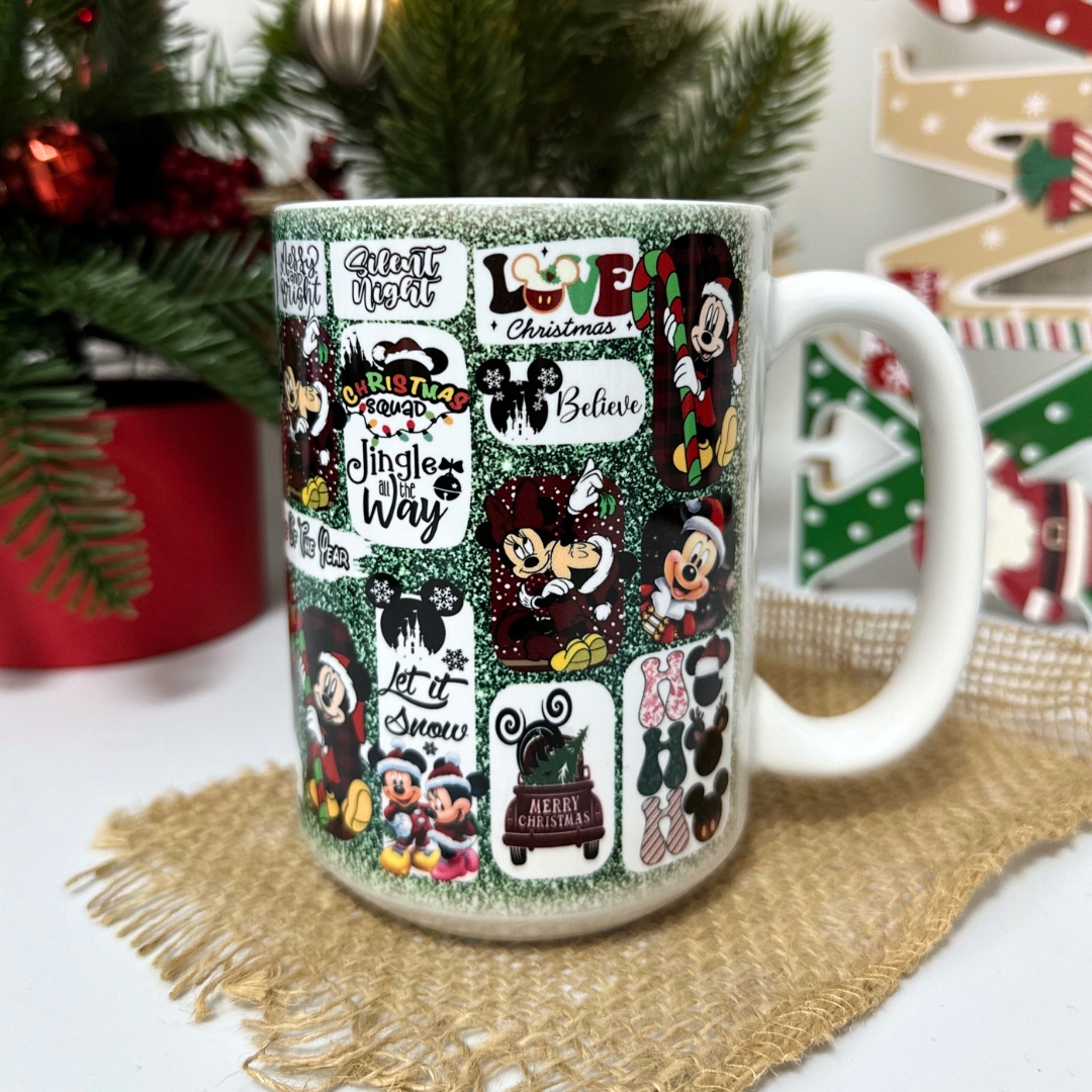 Kubek z myszką its the most wonderful time of the year na święta Kubek z myszką zielony na święta