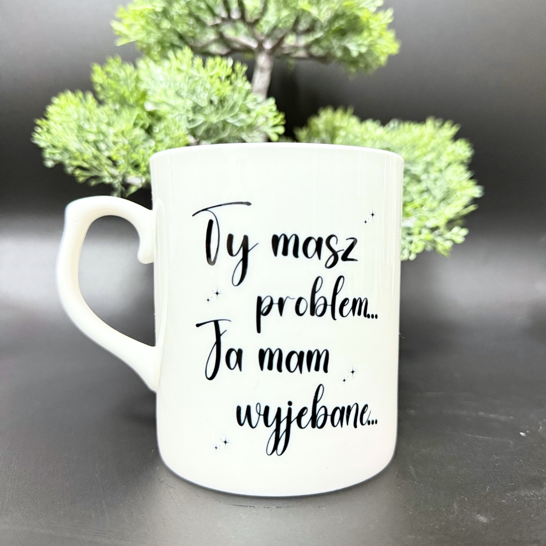 Kubek porcelanowy ty masz problem ja mam wyjebane