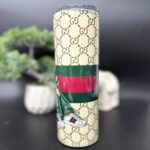 Kubek termiczny coachy kremowy wzorek zielono czerwony