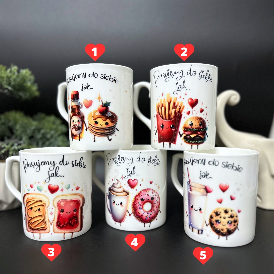 Kubki porcelanowe pasujemy do siebie jak... idealny prezent dla par i na walentynki 5 wzorów