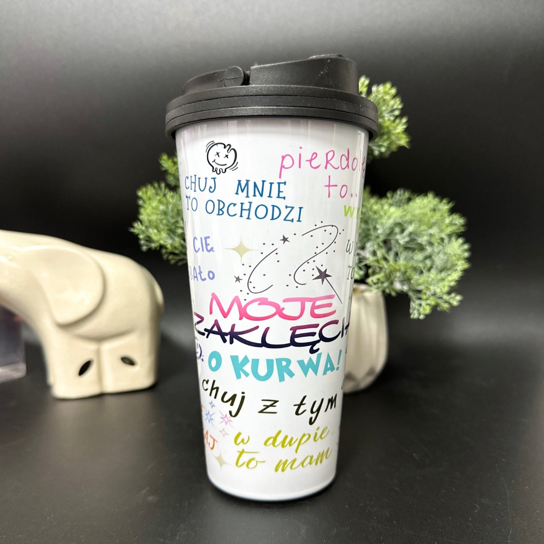 Termiczny kubek z przykrywką moje zaklęcia