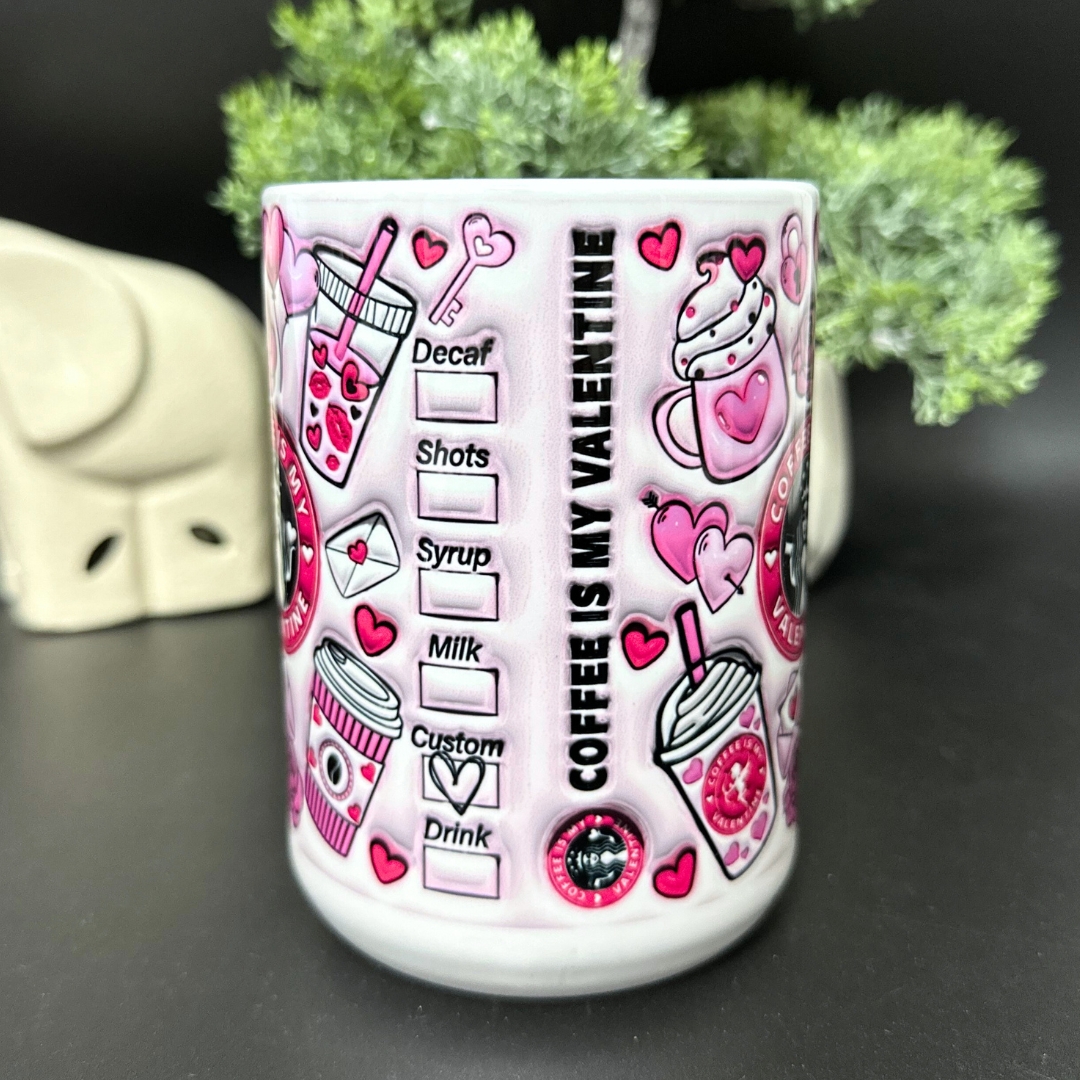 Kubek coffee is my valentine 3d różowy