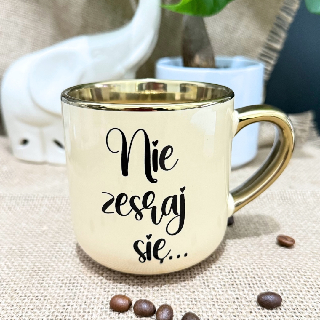 Kubek elegant nie zesraj się kremowy