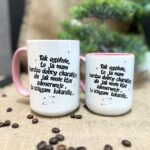 Kubek jak ktoś mnie zdenerwuje, to ściągam kokardkę różowe ucho różowy środek