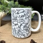 Kubek kwiaty i żołędzie na śmieszny prezent