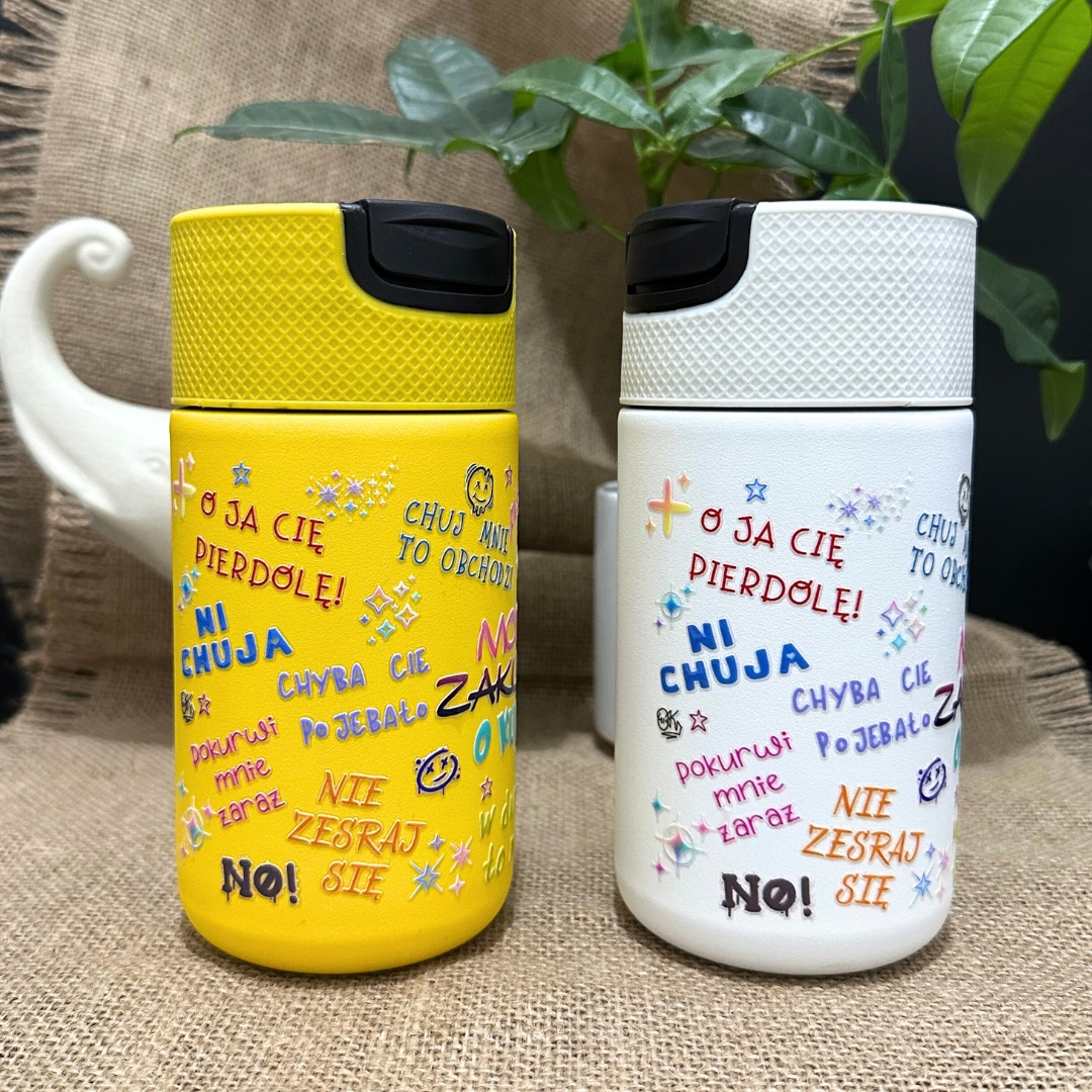 Kubki termiczne moje zaklęcia kolorowe z naklejką 3d 5 kolorów