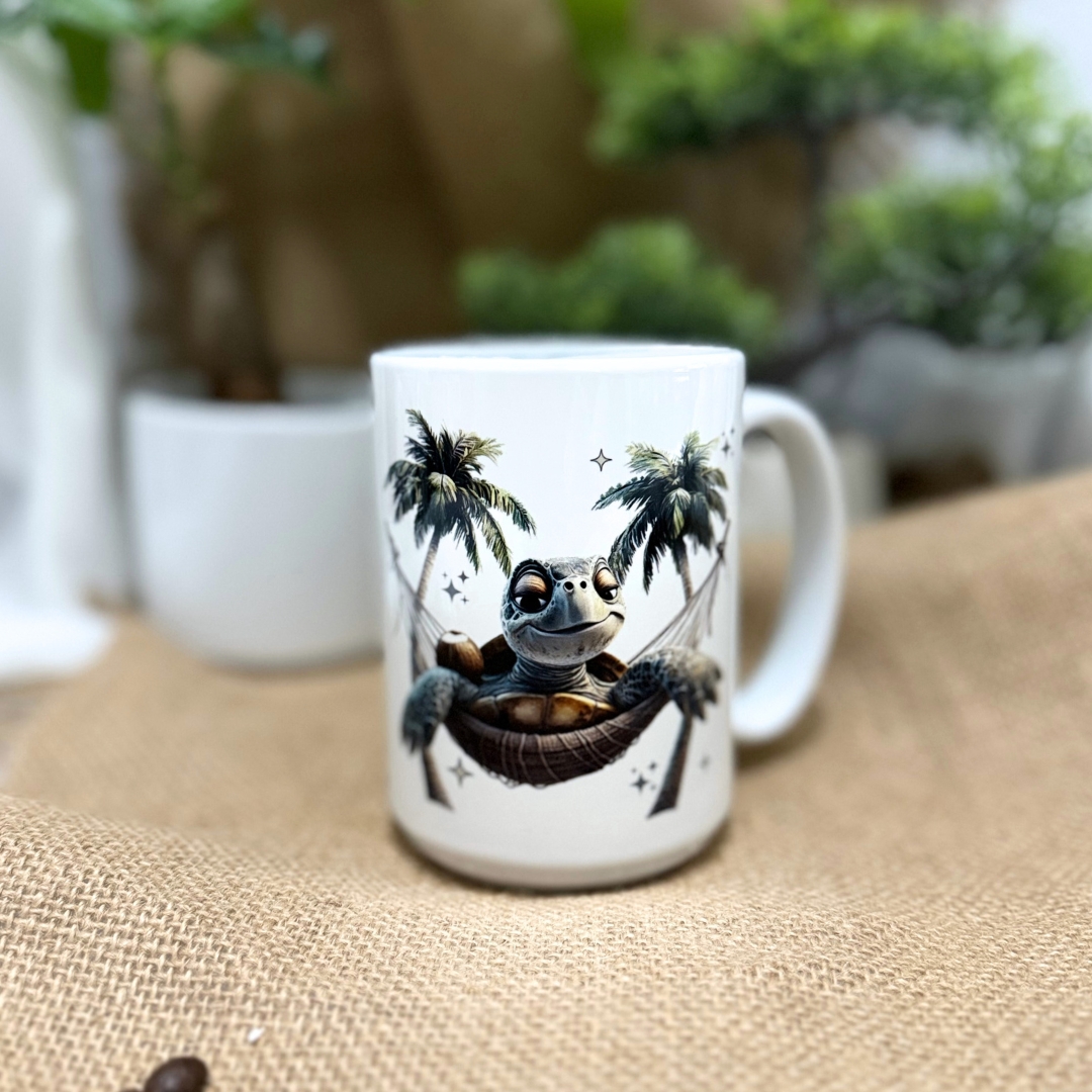 Kubek czym częściej masz wyjebane tym częściej stres będzie omijał szeroik łukiem Twoje życie z żółwiem