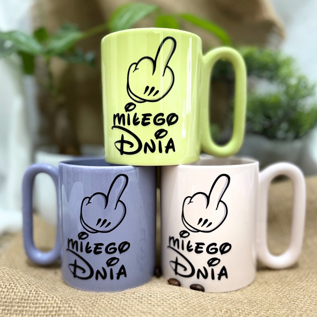 Kubek miłego dnia owal pastelowe kolory