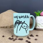 Kubek mniej zrobisz mniej spierdolisz dla niej pastelowy miętowy