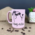 Kubek mniej zrobisz mniej spierdolisz dla niej pastelowy różowy