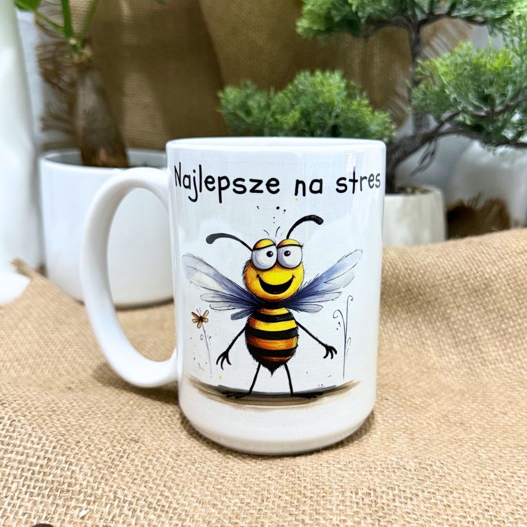 kubek najlepsze na stres 450 złoty Kubek najlepsze na stres bzykanie jest z pszczołą odświeżony