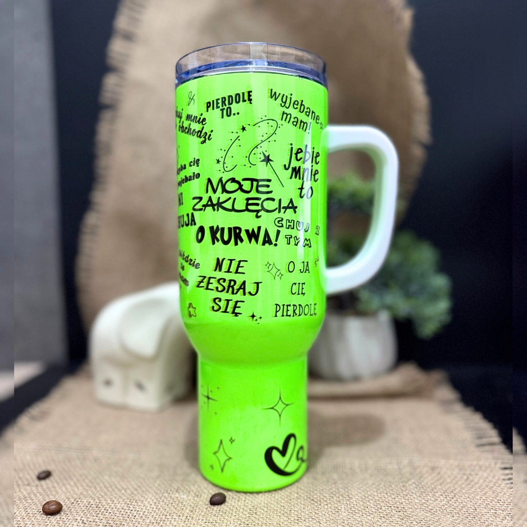 Kubek podróżny Moje zaklęcia neonowo zielony 1,2l