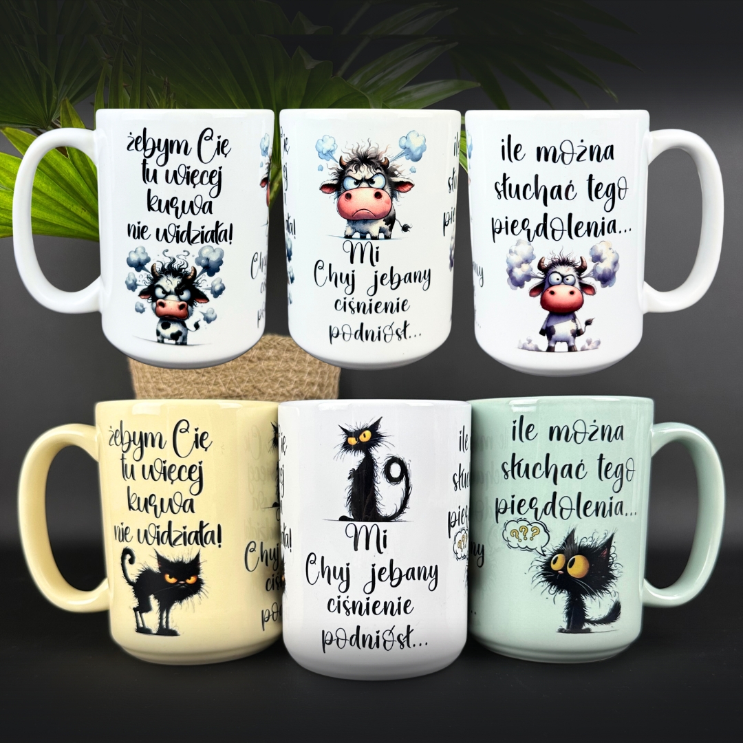 Kubek żebym cię tu więcej kurwa nie widziała z kotem albo krówką