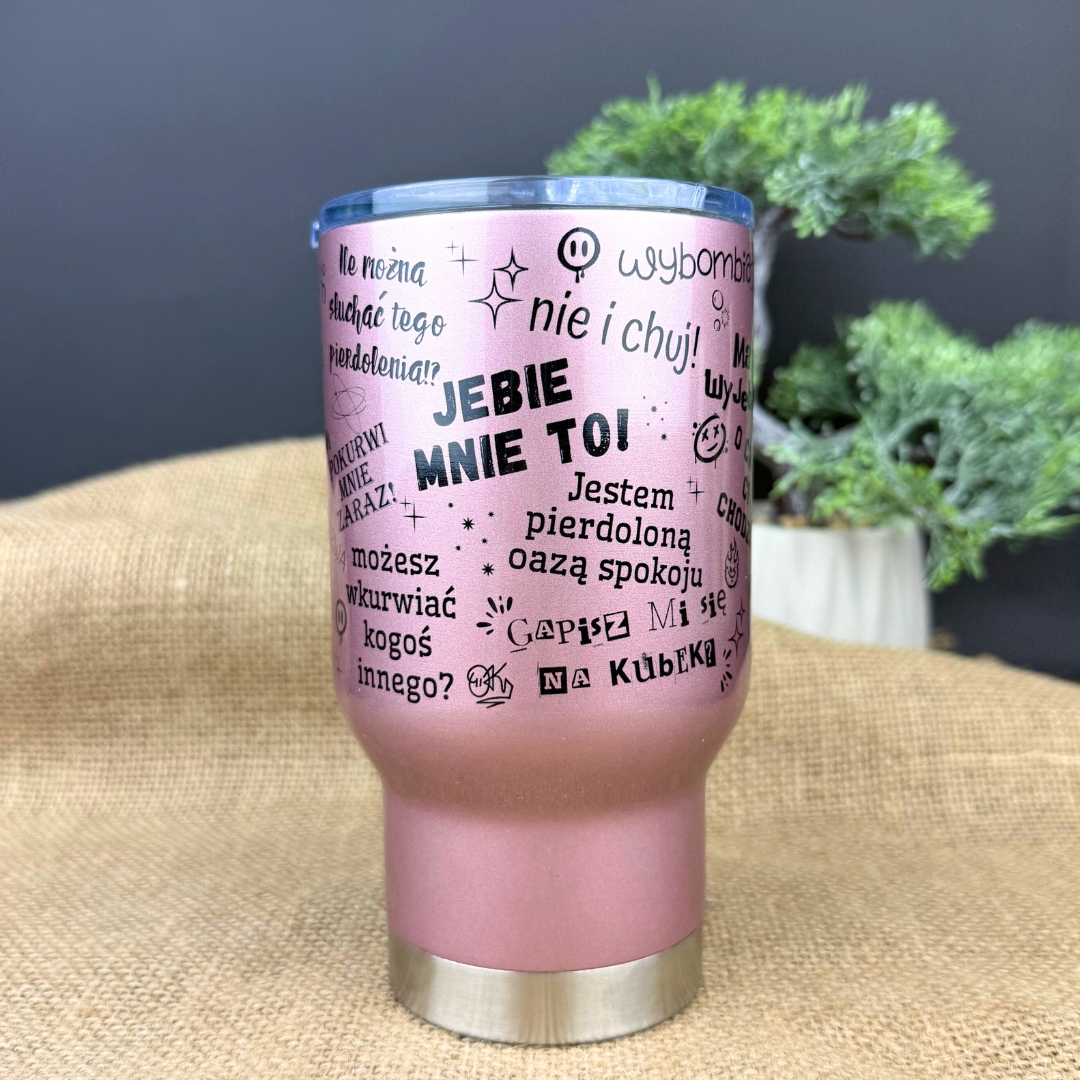 Kubek podróżny chamski różowy 300ml nowość