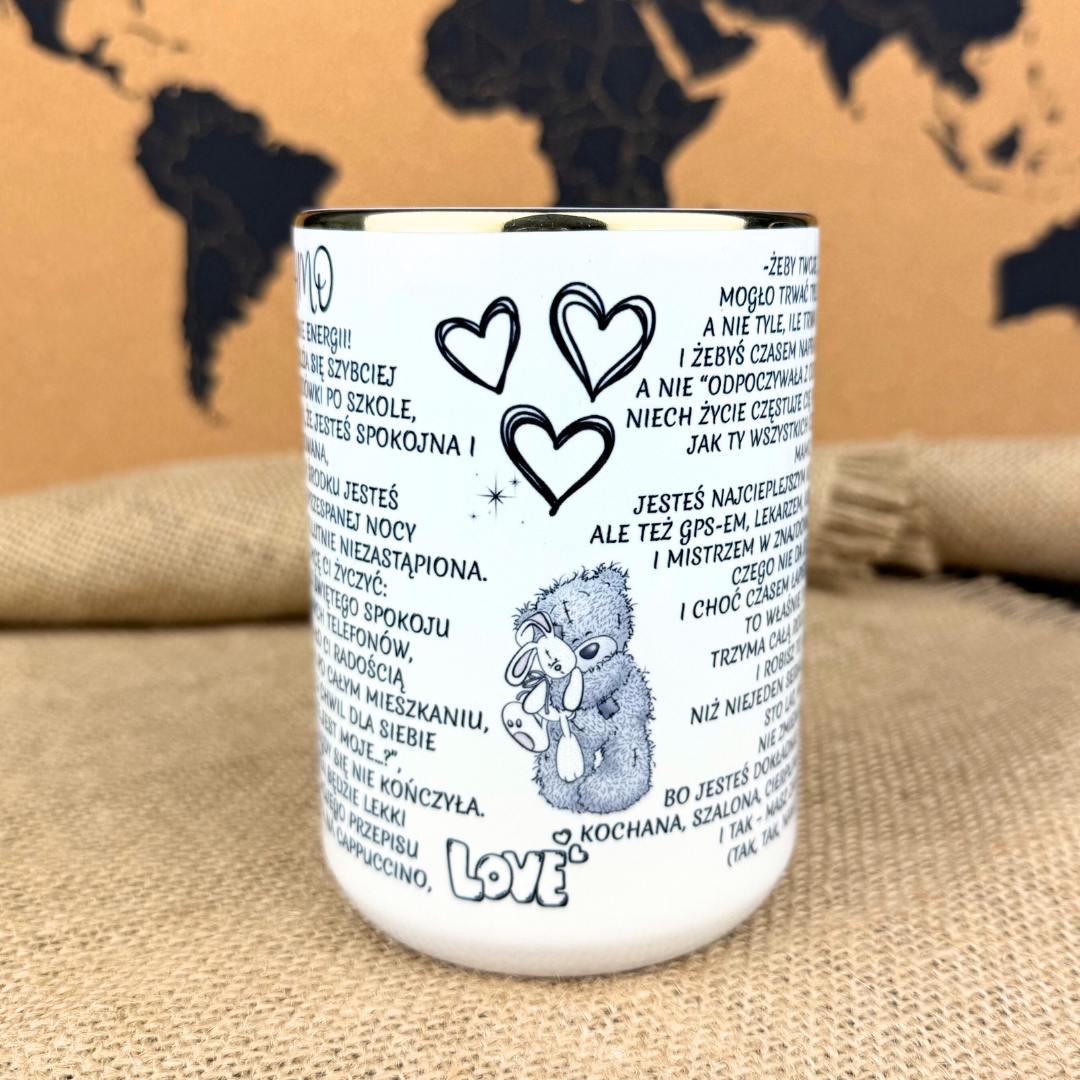 Kubek z życzeniami dla mamy ze złoceniem