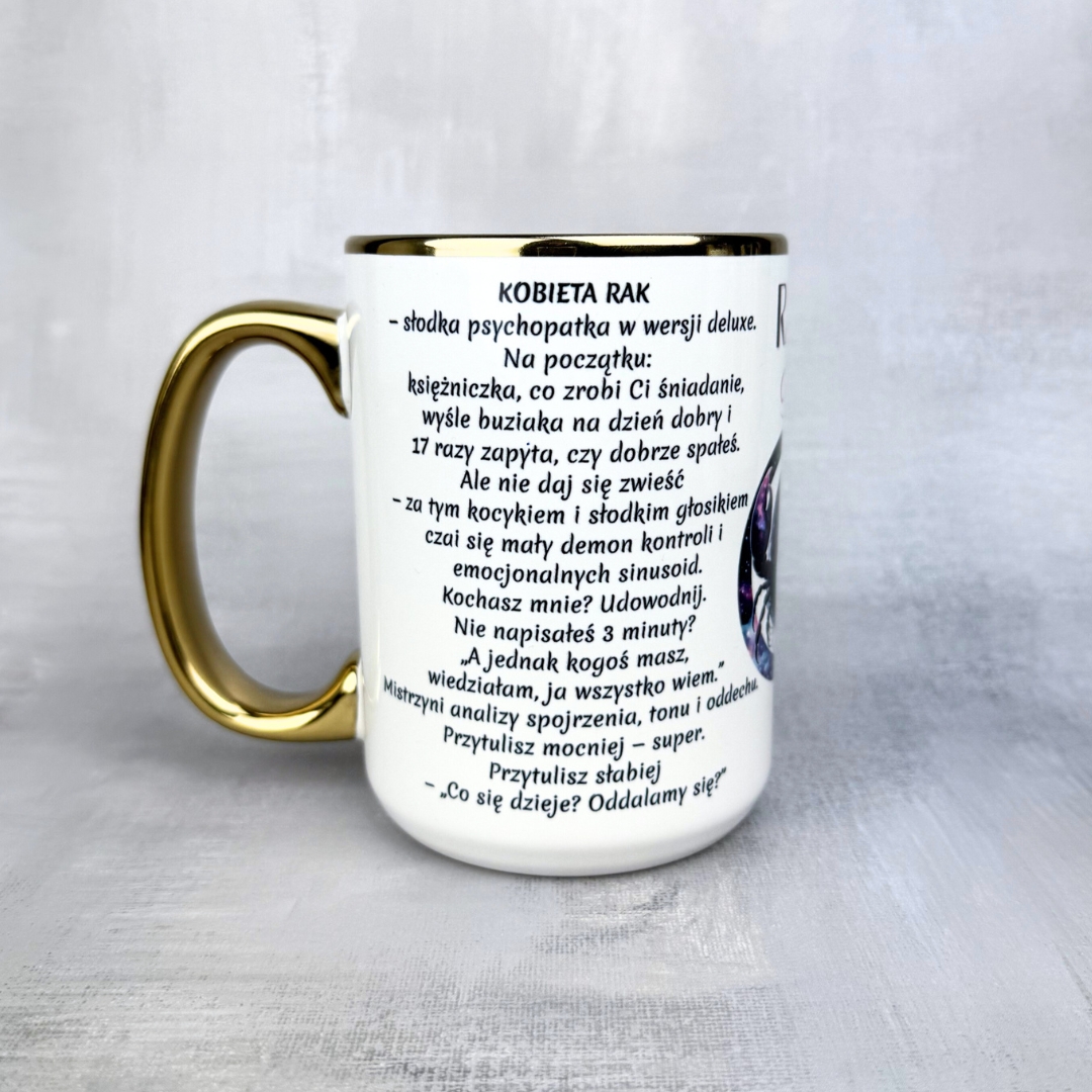 Kubek Rak znak zodiaku dla niej złoty znaki zodiaku na prezent