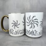 Kubek dmuchawce biały i złoty