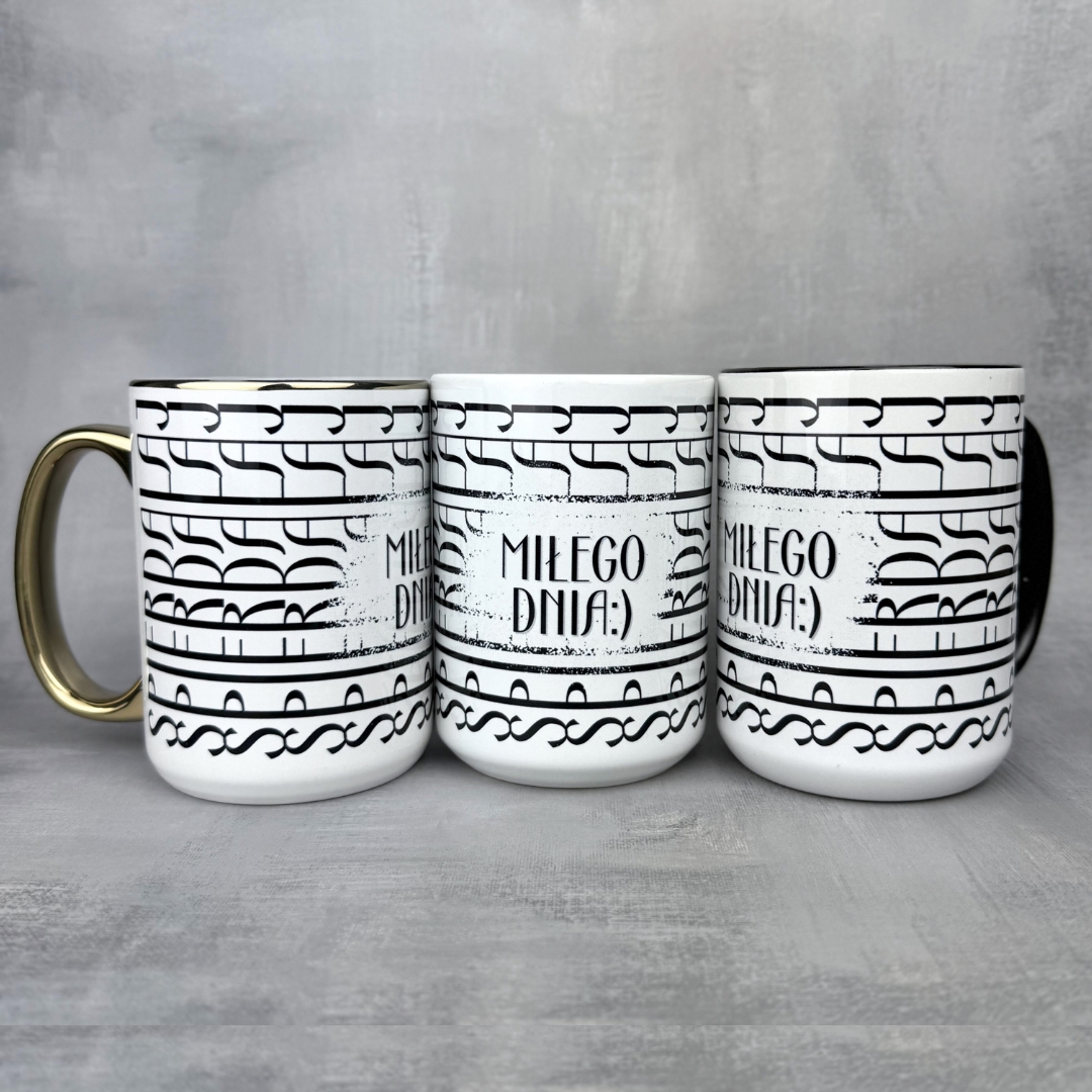 Kubek miłego dnia szlaczki