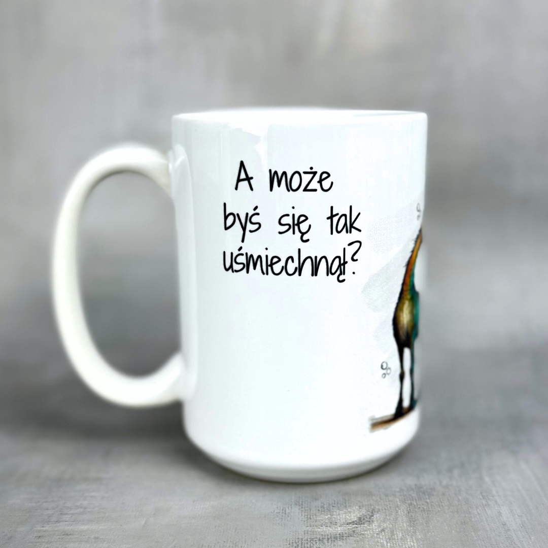 Kubek a może byś się tak uśmiechnął śmeiszny kubek do pracy