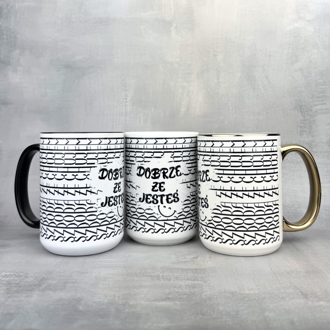 Kubek dobrze że jesteś szkoda że chujem szlaczki nowość