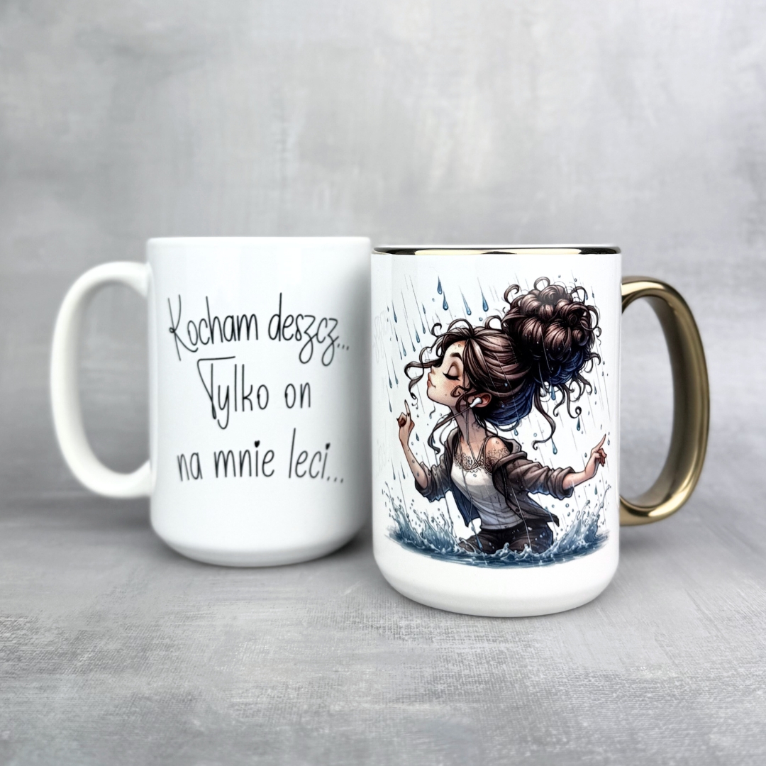 Kubek kocham deszcz tylko on na mnie leci