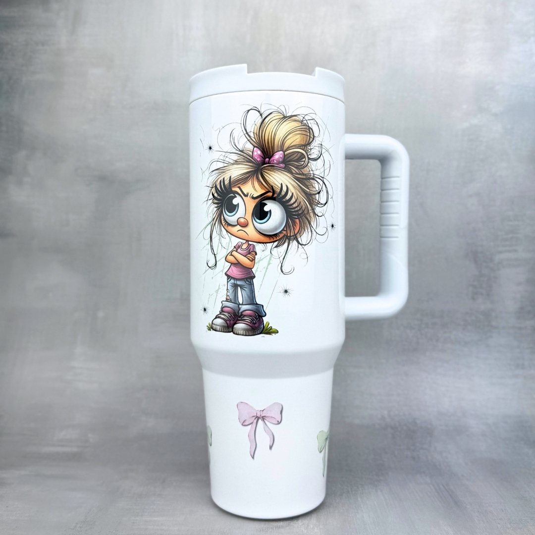 Kubek podróżny na górze róża na dole fiołek to ja ogarniam ten kurwidołek