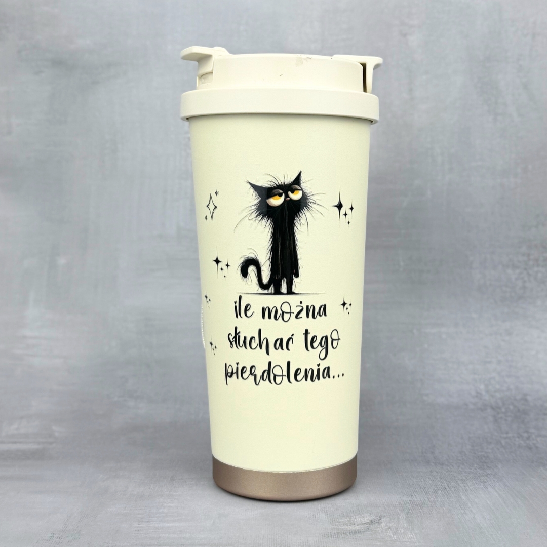 Kubek termiczny mi chuj jebany ciśnienie podniósł kremowy z nadrukiem UV 3D limitowany