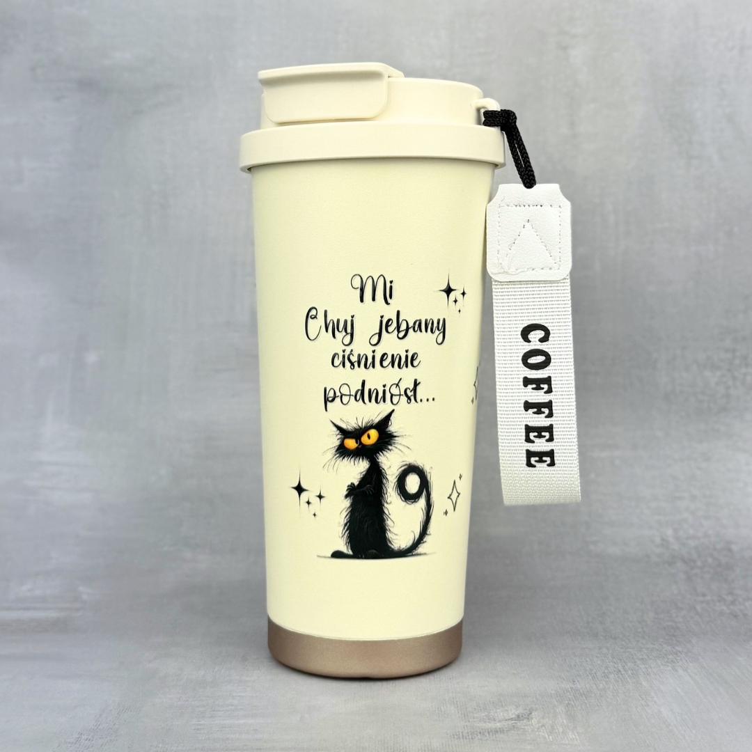 Kubek termiczny mi chuj jebany ciśnienie podniósł kremowy