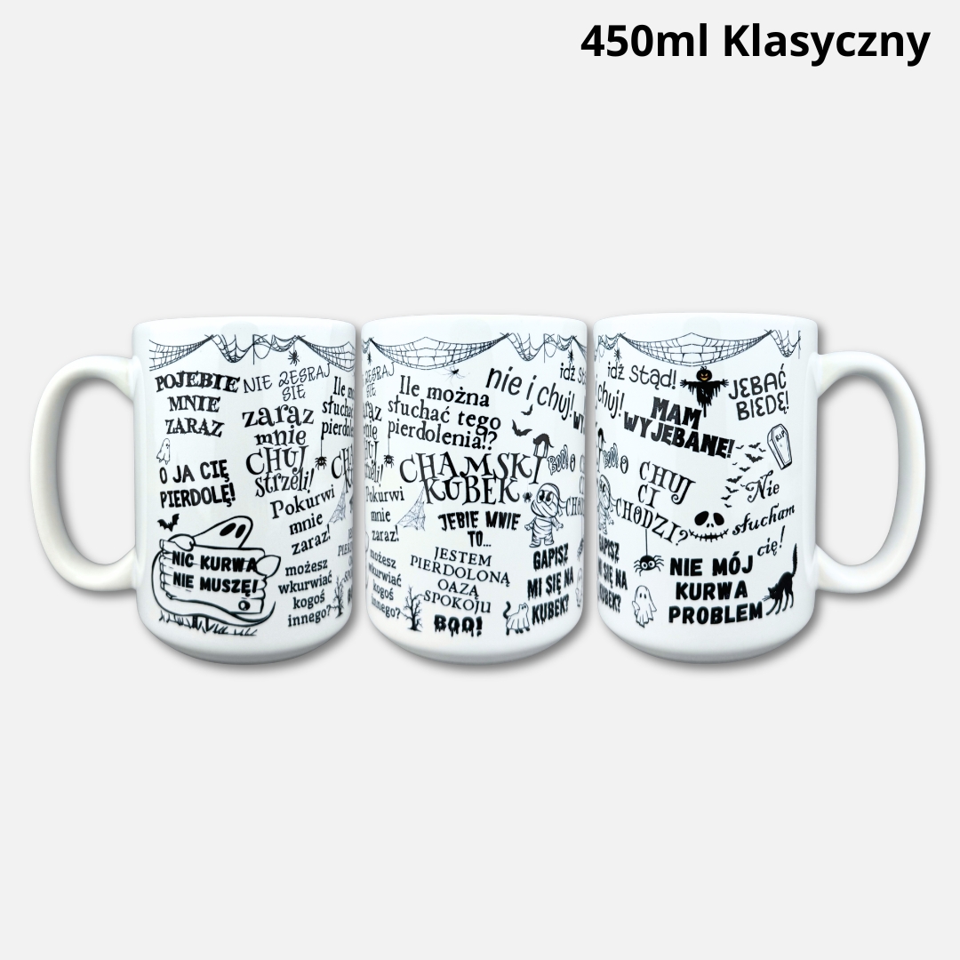 Chamski kubek (Halloween) nowość ze złotym uchem i rantem Chamski kubek (Halloween) nowość 450ml klasyczny