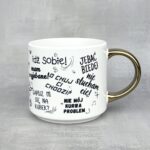 Chamski kubek szeroi uchwyt złote ucho