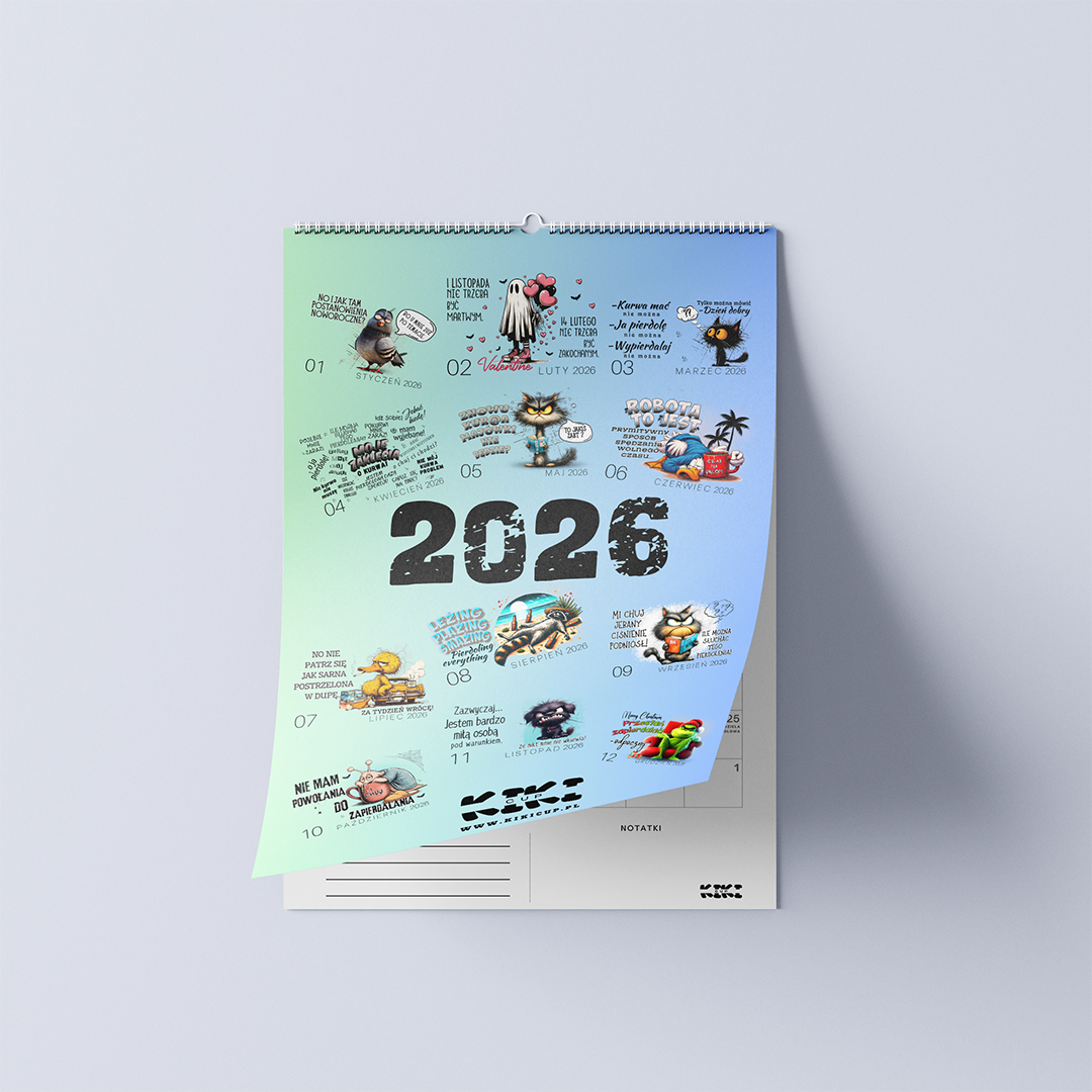 Kalendarz 2026 śmieszny kalendarz unisex 2026