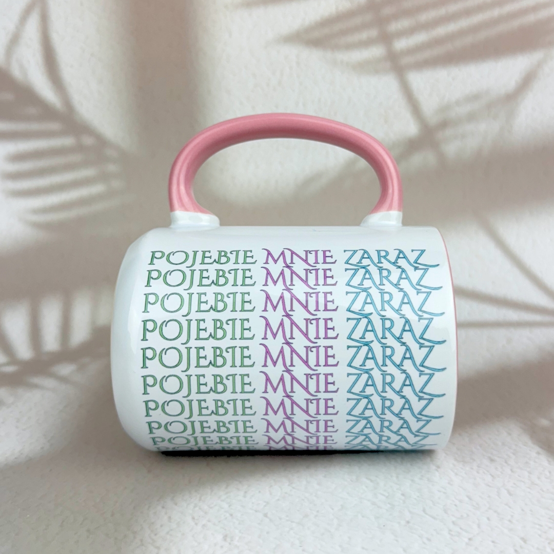 Kubek pojebie mnie zaraz szlaczki kolorowe napisy