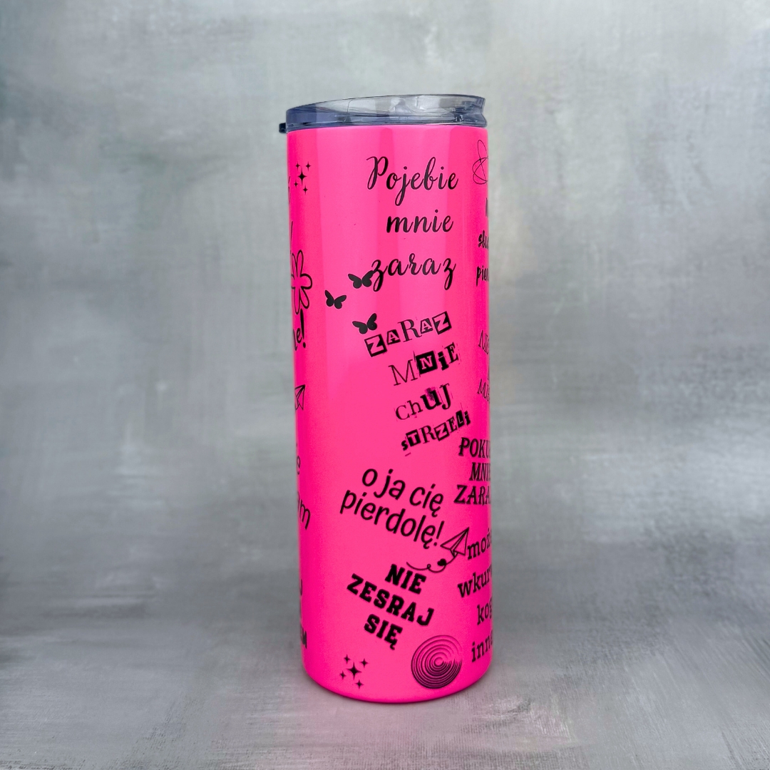Kubek termiczny chamski neonowy róż