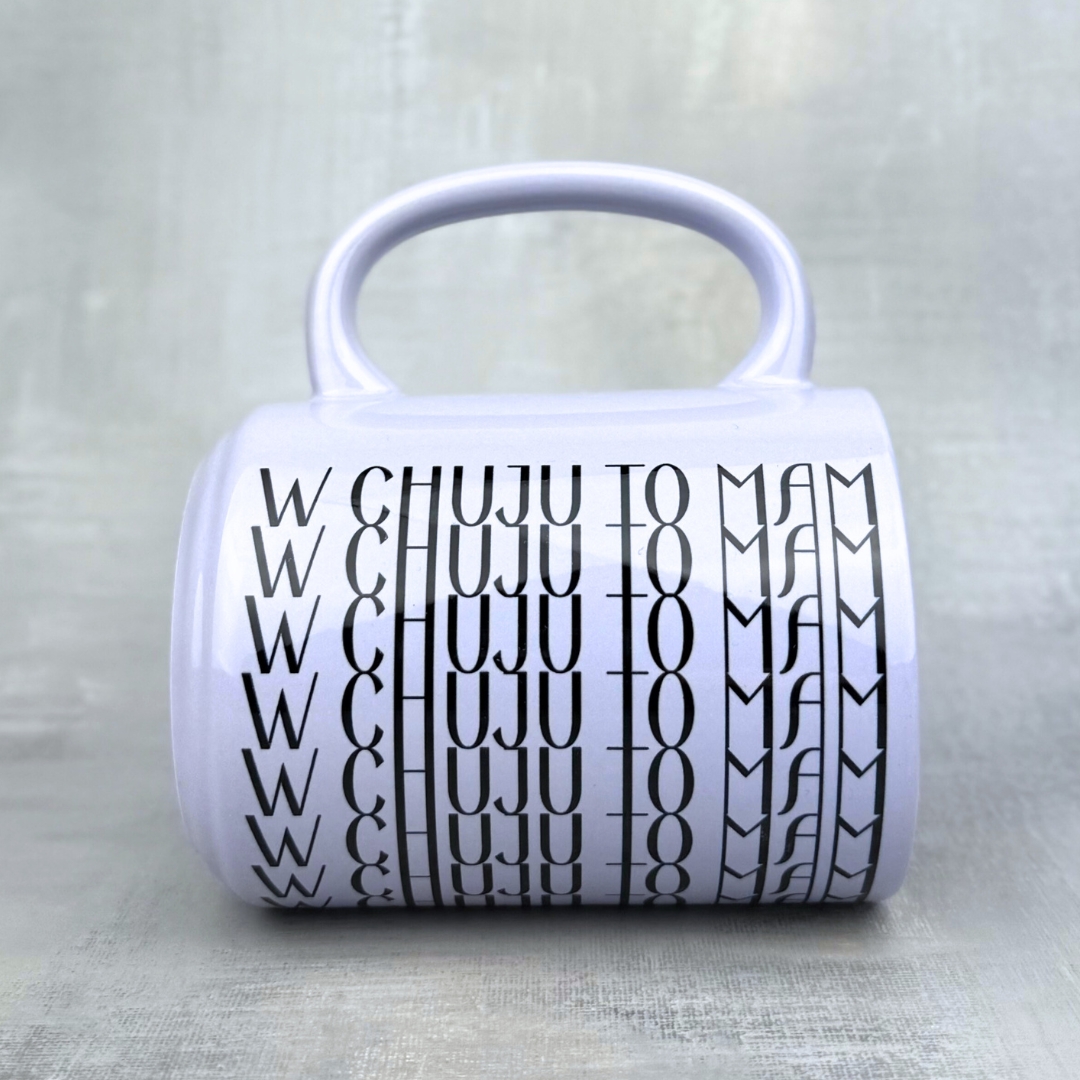 Kubek w chuju to mam pastelowy liliowy szlaczki