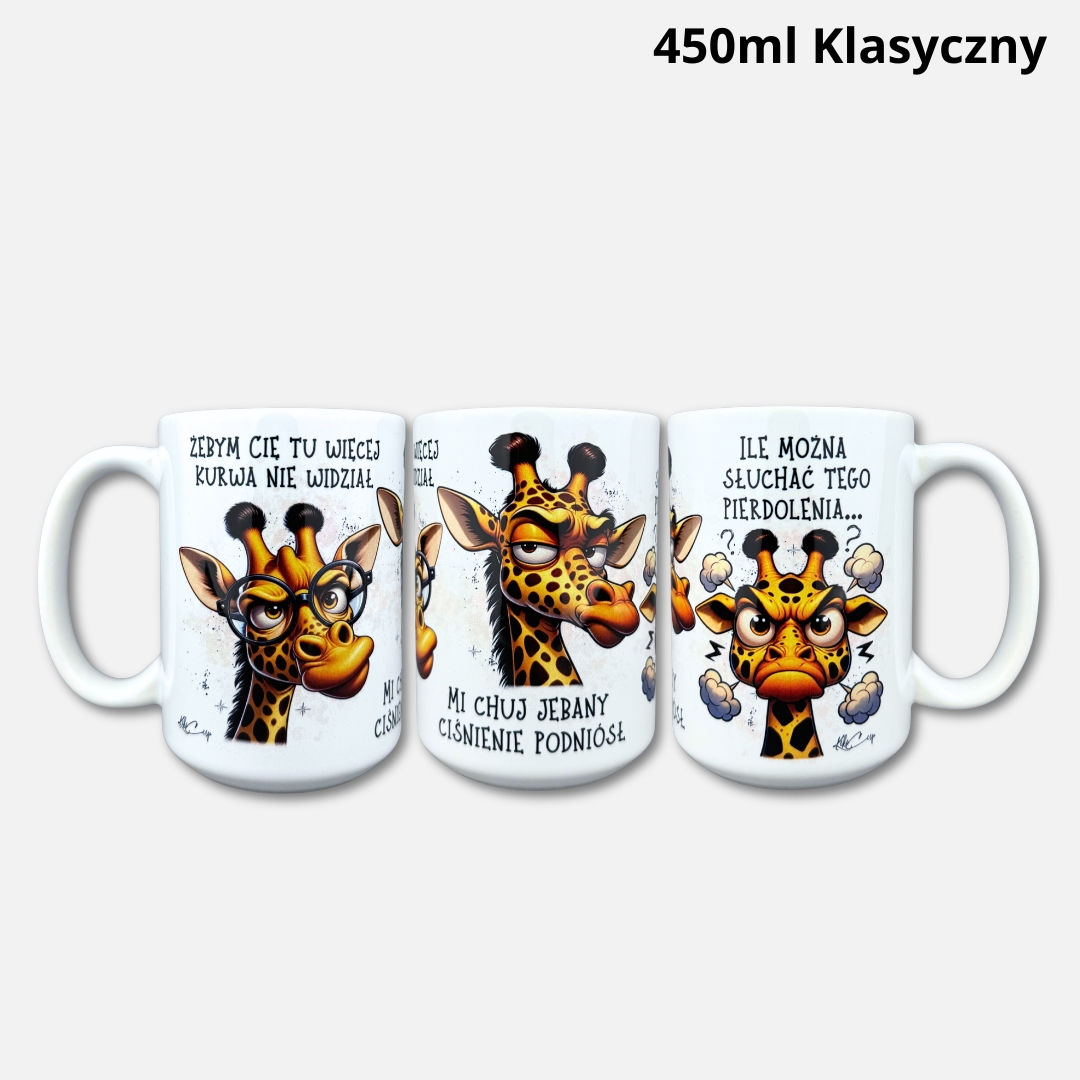 Kubek żebym cię tu więcej kuwa nie widział (dla niego) z żyrafą 450ml klasyczny biały