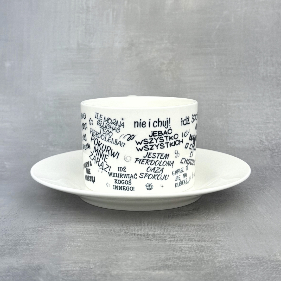 Zestaw porcelanowy Chamski (filiżanka + podstawka) chamska filiżannka