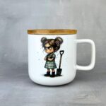 Kubek Alibi mała złośnica z bambusowym wieczkiem-podkładką