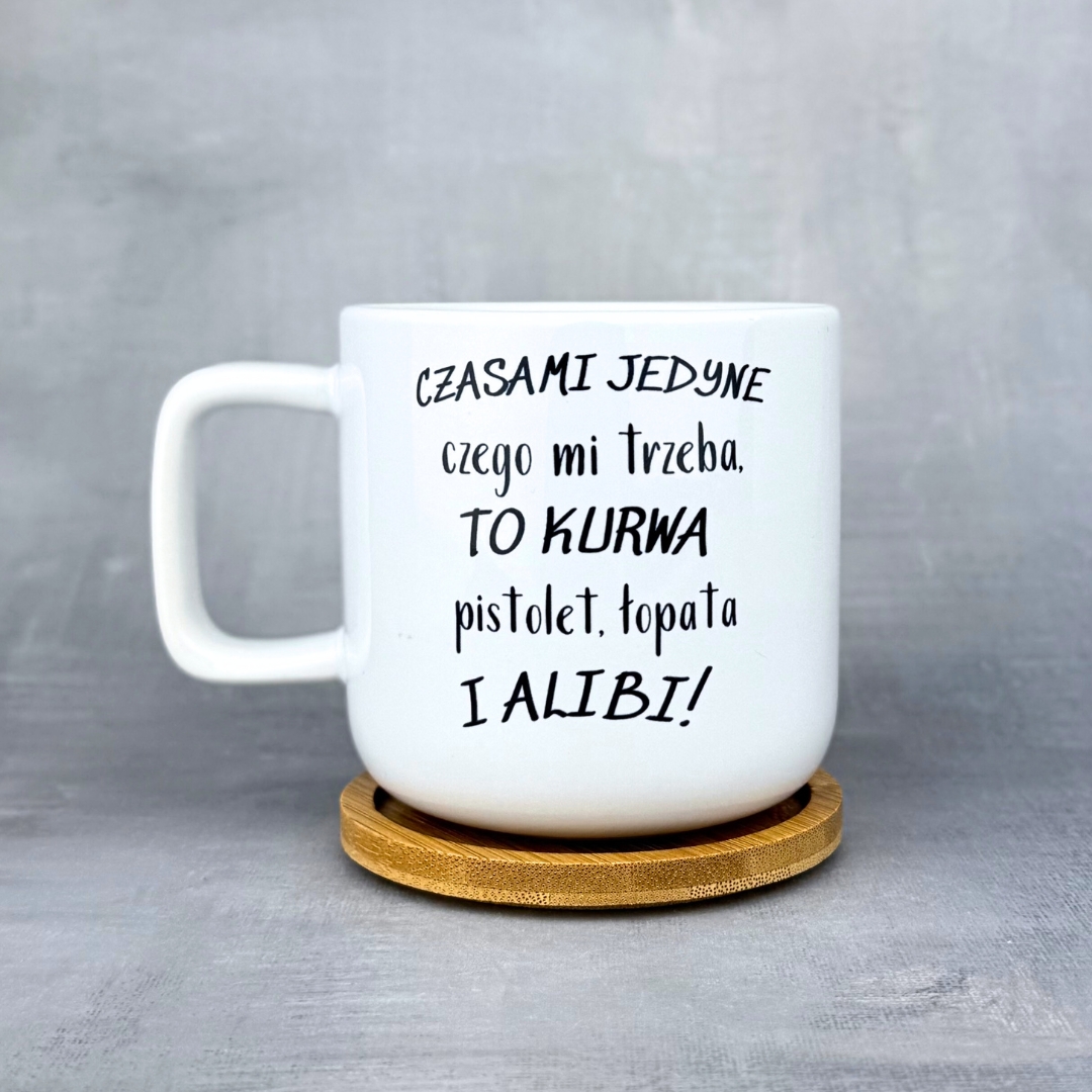 Kubek Alibi mała złośnica z bambusowym wieczkiem-podkładką 400ml