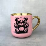 Kubek kurwa mać nie dzwońcie do mnie Nitro pastelowy róż elegant ze złotym uchem