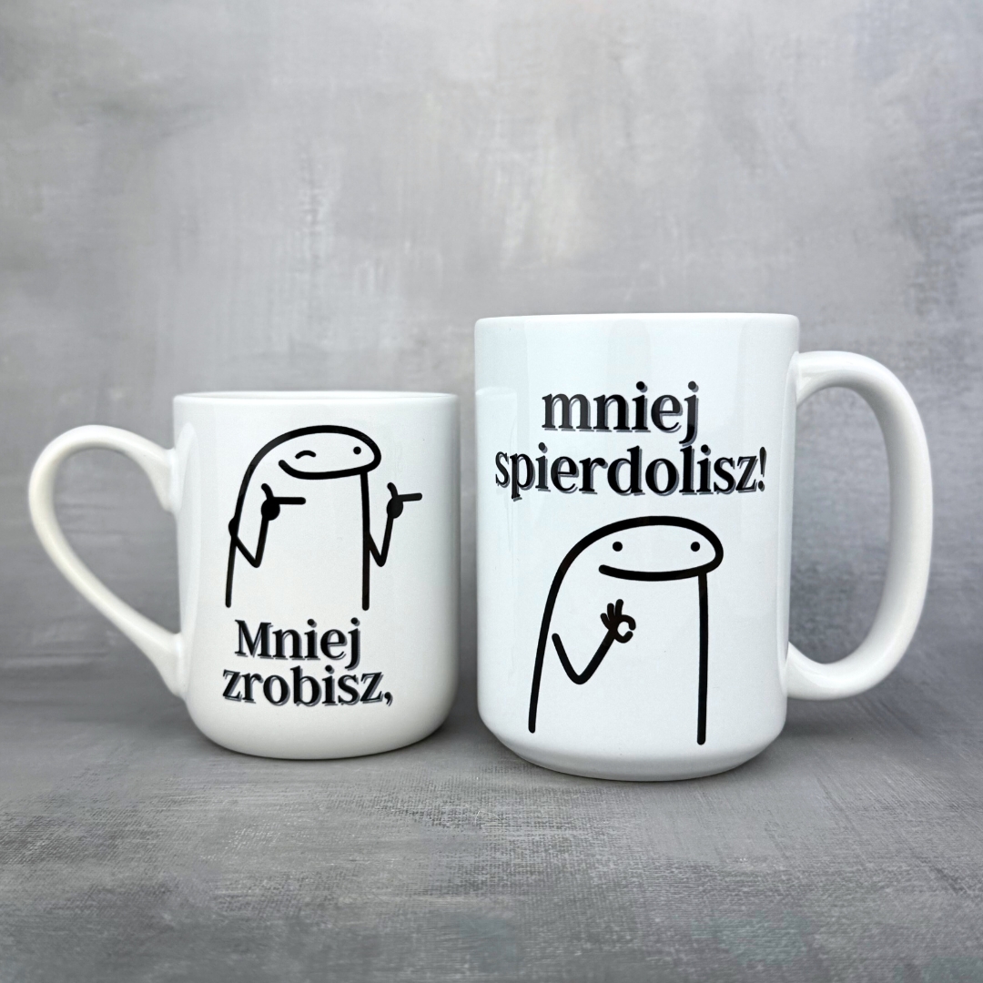 Kubek mniej zrobisz biały