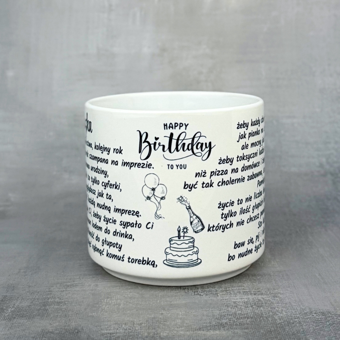 Kubek urodzinowy personalizuj imię, ty wulkanie złoty szerokie ucho