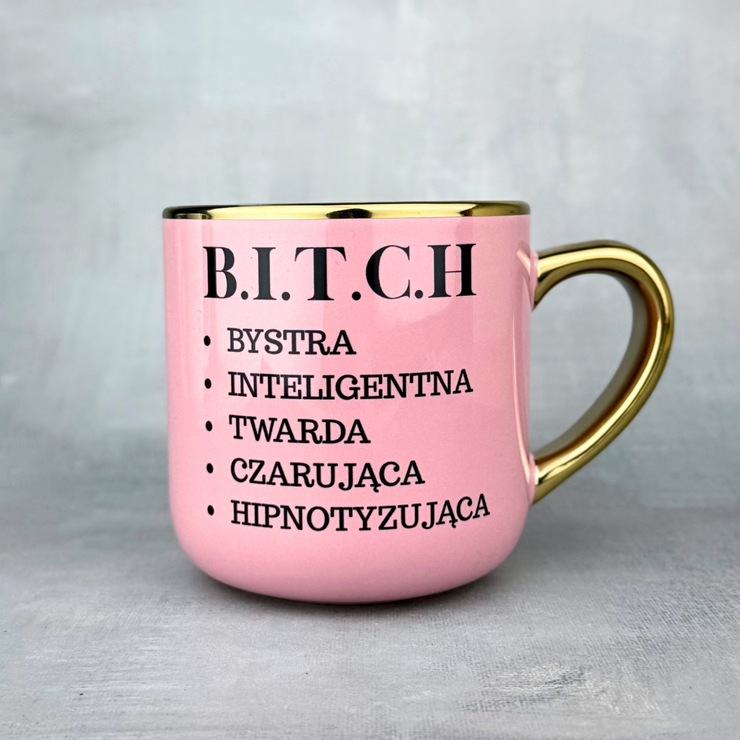 Kubek B.I.T.C.H. Elegant różowy
