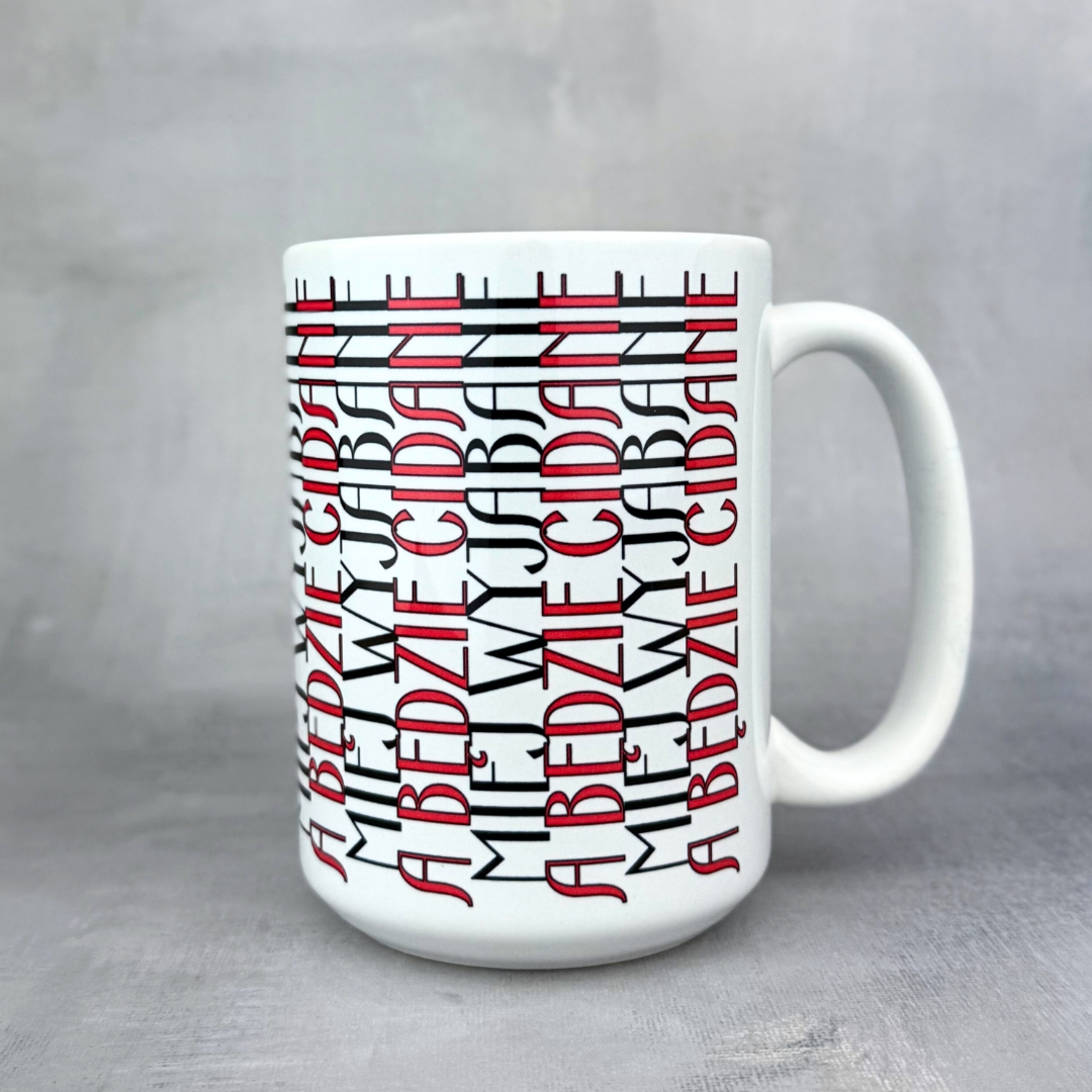 Kubek miej wyjebane (szlaczki) biały