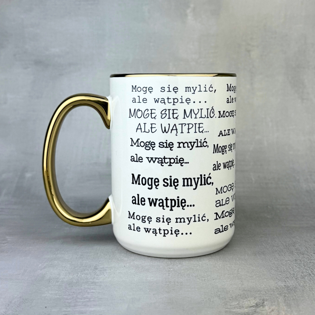 Kubek mogę się mylić ale wątpię 450ml złoty