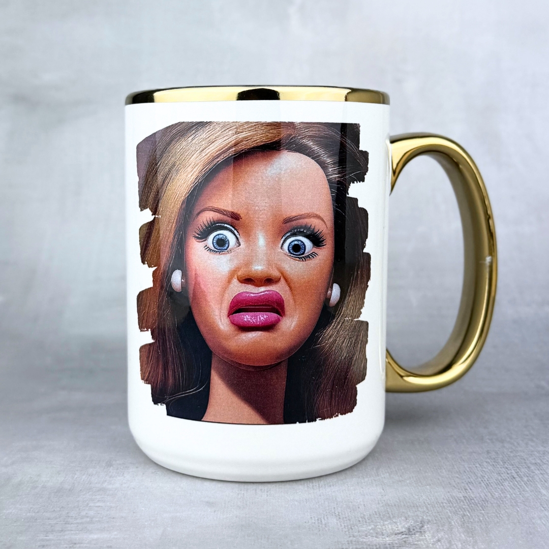 Kubek o ja pierdole - barbi złoty