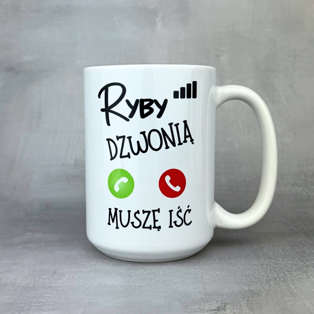 Kubek ryby dzwonią muszę iść nowość prezent dla wędkarza